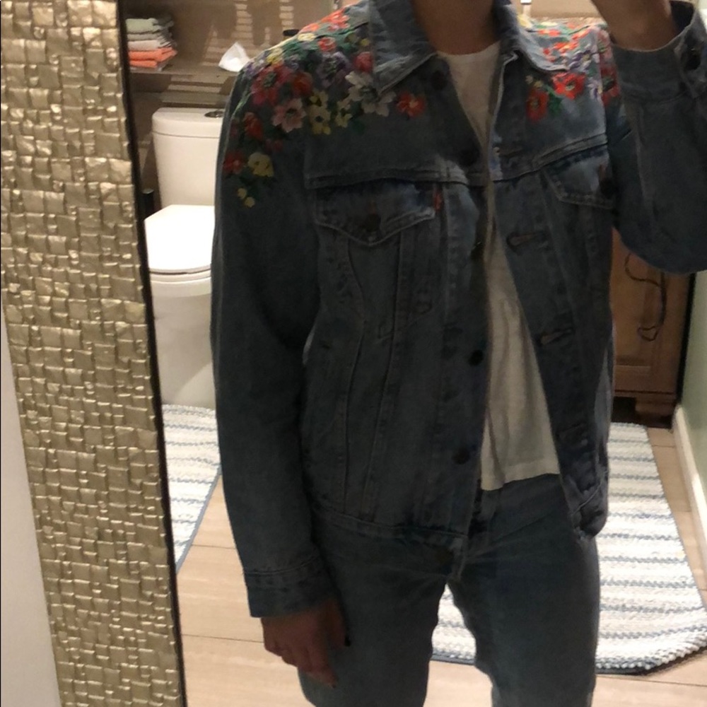 levis denim jacket with floral embroidery